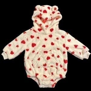 Baby Girl Old Navy Heart Bodysuit Hoodie - Size 6-12 M - NWOT